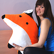 Для дома и интерьера handmade. Livemaster - original item Fox pillow and orange plaid, a gift for a girl, daughter on her birthday. Handmade.