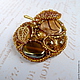 Brooch-pendant - the Golden Apple. Small, elegant, lightweight brooch handmade. Mother of pearl, Swarovski crystals, handmade glass, Japanese beads. Decorating for girls, decoration for women, gift