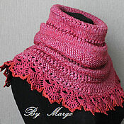 Аксессуары handmade. Livemaster - original item Snood/shirt front knitted wool with lace. Handmade.