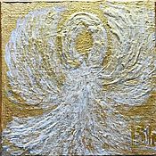 Картины и панно handmade. Livemaster - original item Painting angel on gold on a mini easel 10h10h0,5 cm.. Handmade.
