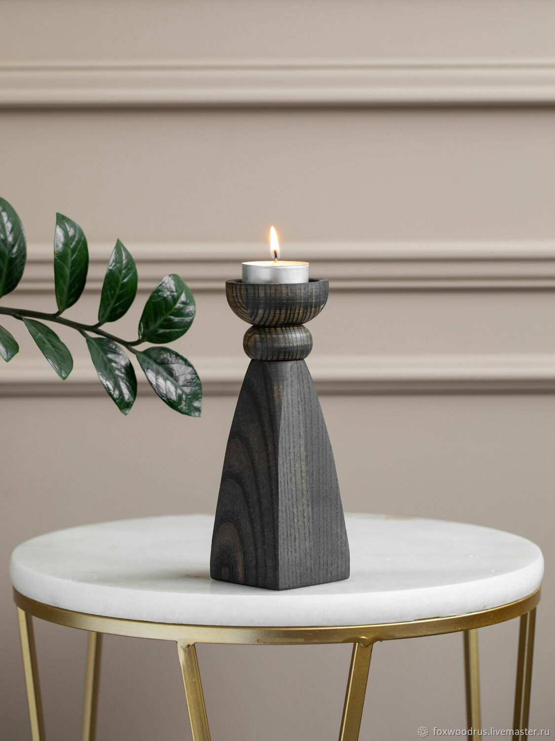 Candle holder made of dark ash, 18 cm, Candlesticks, Moscow,  Фото №1