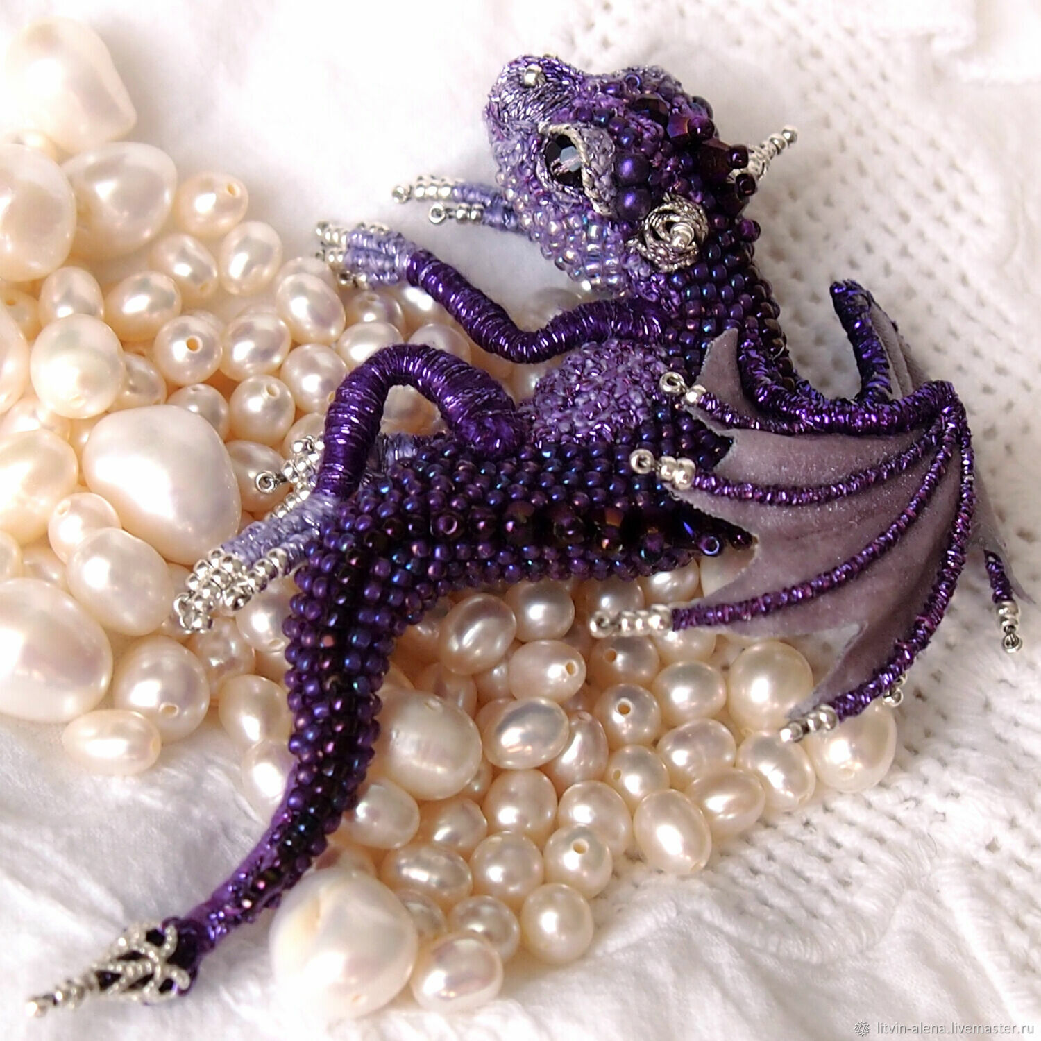 Brooch dragon 'Princess Violetta'. Royal Purple, Brooches, Moscow,  Фото №1