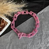 Украшения handmade. Livemaster - original item Pink choker necklace made of beads. Evening necklace- chain. Handmade.