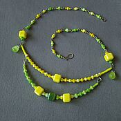Украшения handmade. Livemaster - original item Yellow glass necklace, yellow-green beads. Handmade.