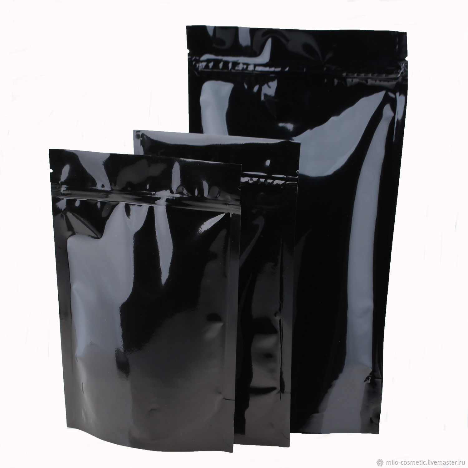 Пакет дой пак металлизированный черный с замком ЗИП-лок 135х225+(40+40)