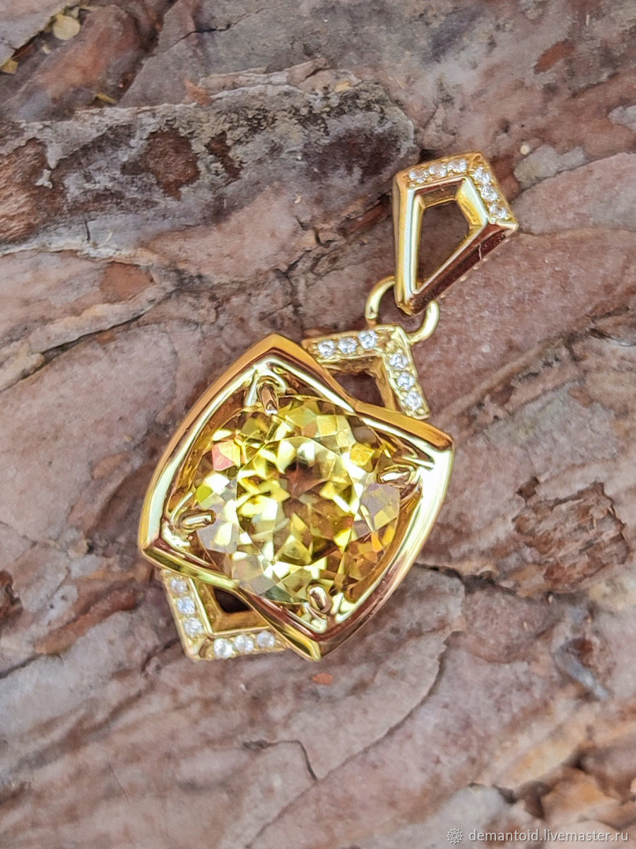 Подвеска золотая 585 с цитрином. Арт. ЦГП4 в интернет-магазине Ярмарка ...