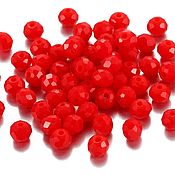 Материалы для творчества handmade. Livemaster - original item Glass beads rondel faceted 3*4 mm, red beads with cut. Handmade.
