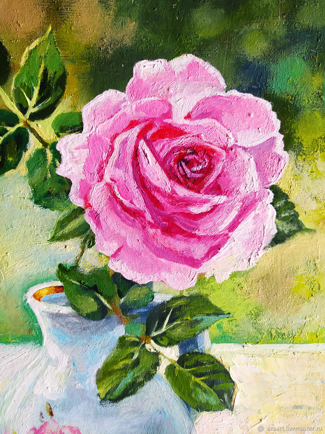 Картина Роза в вазе Масло 20 х 30 Натюрморт с цветком маслом в интернет ...