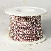 Материалы для творчества handmade. Livemaster - original item Rhinestone chain 2 mm Pink crystal 10 cm. Handmade.