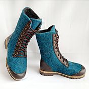 Обувь ручной работы handmade. Livemaster - original item Boots felted high with leather. Handmade.