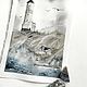 'You' watercolor (sea, lighthouse, landscape in watercolor), Pictures, Korsakov,  Фото №1