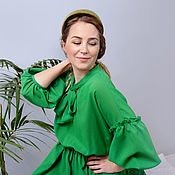Вышитое платье-рубаха длины миди в русском стиле