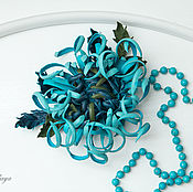 Украшения handmade. Livemaster - original item Brooch-clip leather turquoise chrysanthemum. Decoration leather. Handmade.