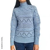 Одежда handmade. Livemaster - original item Isabel women`s sweater, openwork, Merino wool, sky blue. Handmade.