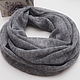 Snood knitted scarf for women from kid mohair in two turns gray melange, Snudy1, Cheboksary,  Фото №1