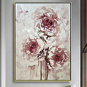 Картины и панно handmade. Livemaster - original item A painting with white peonies as a gift. White painting with three-dimensional colors. Handmade.