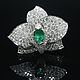 Orchid Ring Diamonds Emerald White Gold 750 Samples IV0046, Rings, Yerevan,  Фото №1