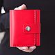 Red Leather wallet in three additions for bills, cards, with a coin box, Wallets, Krasnodar,  Фото №1