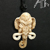 Украшения handmade. Livemaster - original item Pendant - key Chain bone carving. Amulet Talisman Mammoth. Handmade.