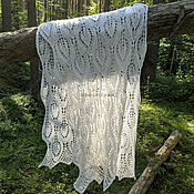 Аксессуары handmade. Livemaster - original item Large White Purest wool knitted scarf, Stole. Handmade.