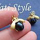 Серьги-пусеты с черным жемчугом ,,LADYBUG,,. Серьги-пусеты. Tati Style. Ярмарка Мастеров.  Фото №9