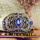 Bracelet Art Deco. blue. Bead embroidery. Beaded bracelet, Bead bracelet, Armavir,  Фото №1