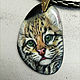 Ocelote pendant with original lacquer paintings on the cord. Pendant. lacquer miniature. My Livemaster. Фото №6