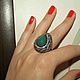 Ring of 925 SILVER with a chrysoprase framed tourmalines. Rings. Luxurious silver handmade. My Livemaster. Фото №4