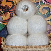Материалы для творчества handmade. Livemaster - original item Yarn spun from goat down white, feather threads hand-spun. Handmade.