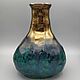 Ceramic vase-bottle emerald green with gold 21,5 cm, Vases, Moscow,  Фото №1
