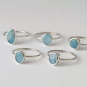 Silver ring with wild aquamarine