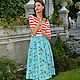 American Cotton Sea Midi Skirt, Blue Summer Skirt, Skirts, Novosibirsk,  Фото №1