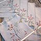 Linen napkins with artistic embroidery Paint by threads rose Hips, Swipe, Shuya,  Фото №1