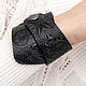 Black Grey Leather Bracelet, Cuff bracelet, Ivanovo,  Фото №1
