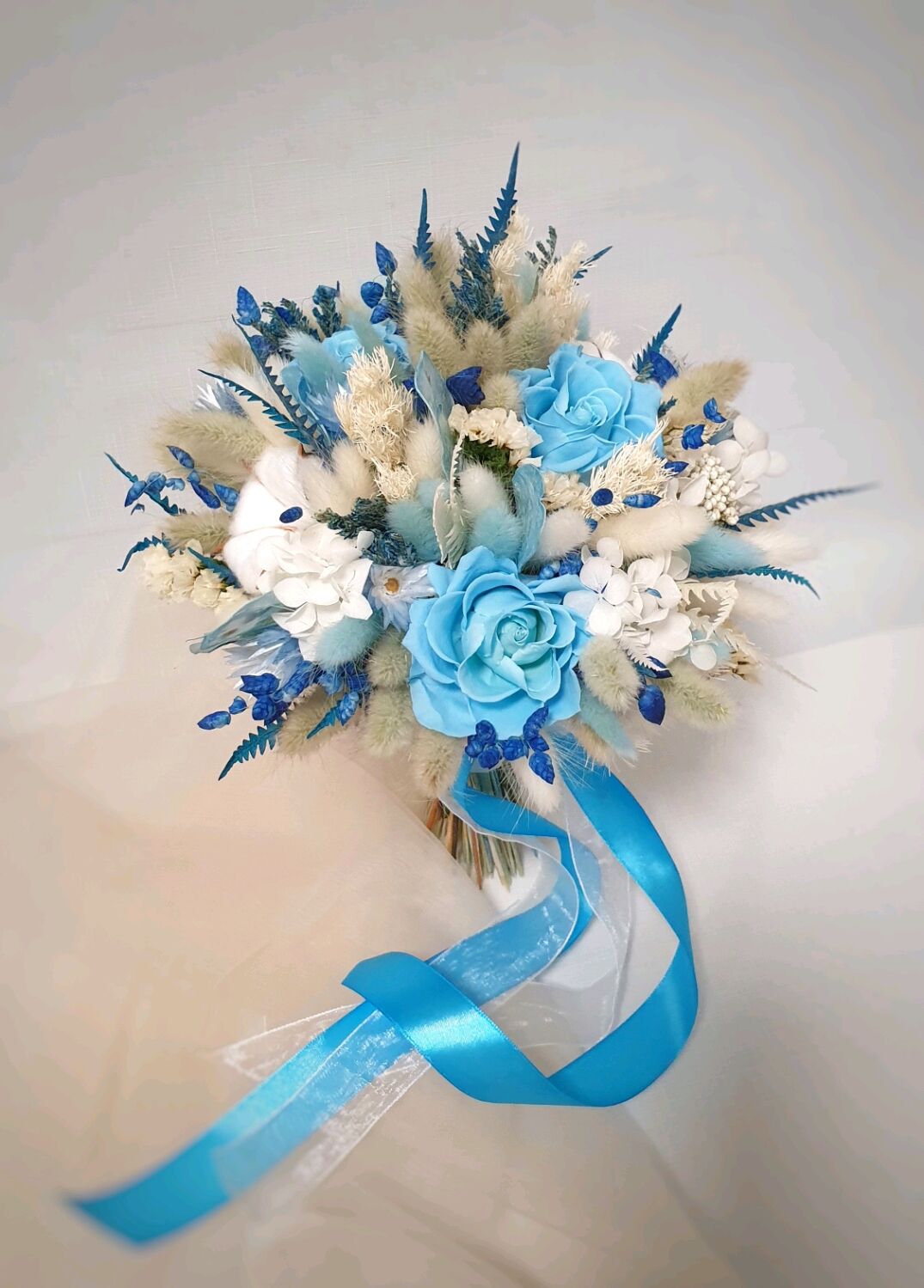 Свадебный букет в голубых тонах в интернет-магазине Ярмарка Мастеров по цене 6500 ₽ – RXTFORU