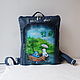 Leather backpack with paintings by Rina Zenyuk.Custom made for Evgenia, Backpacks, Noginsk,  Фото №1