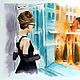 Watercolor painting Breakfast at Tiffany's (turquoise orange city), Pictures, Yuzhno-Uralsk,  Фото №1