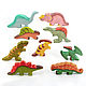 Динозавры 9 фигурок окрашенные. Деревянные игрушки, Вальдорфские куклы и звери, Смоленск,  Фото №1