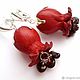 Earrings made of leather gramatici c pomegranate. Earrings. Shagree (Shagree). My Livemaster. Фото №5