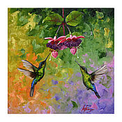 Картины и панно handmade. Livemaster - original item Oil painting of the hummingbird bird 