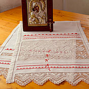 Свадебный салон handmade. Livemaster - original item Wedding towel Sudarushka. len. Hand embroidery.. Handmade.