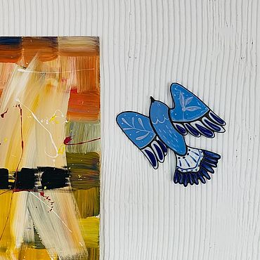 Картины и панно ручной работы. Ярмарка Мастеров - ручная работа Витражный декор на стену Синяя птица. Handmade.