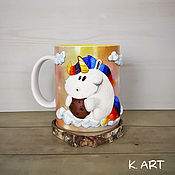 Посуда handmade. Livemaster - original item Ceramic mug decorated with handmade from polymer clay puppy. Handmade.