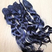 Материалы для творчества handmade. Livemaster - original item Natural hair for dolls (Dark blue). Handmade.