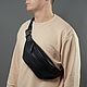 Men's leather waist bag 'Sigma' (Black), Waist Bag, Yaroslavl,  Фото №1