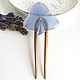 Wooden stud made of beech with Hydrangea flower Blue Silver. Hairpin. WonderLand. My Livemaster. Фото №5
