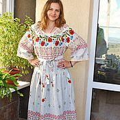 Одежда handmade. Livemaster - original item Dress with poppies in the Russian style summer 