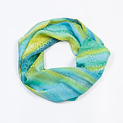 Аксессуары handmade. Livemaster - original item Green-turquoise silk scarf with hand-painted, jacquard. Handmade.