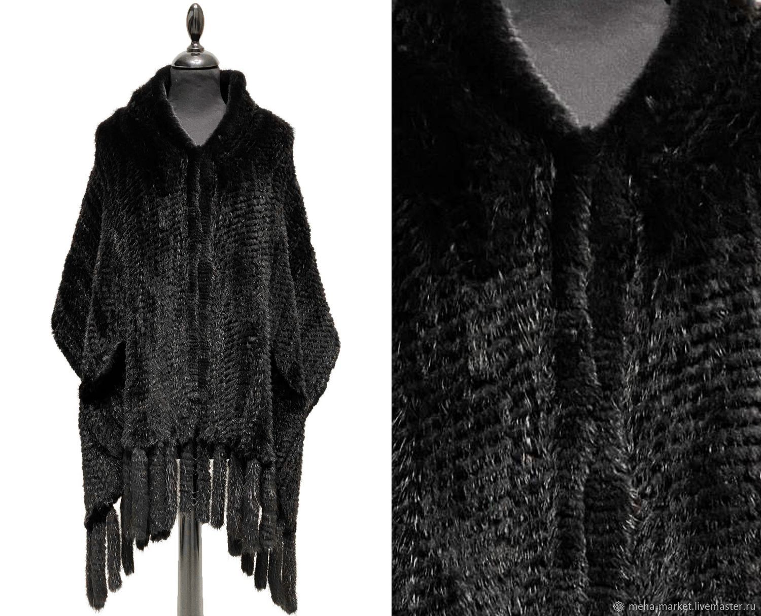 Classic knitted mink stole black, Wraps, Moscow,  Фото №1