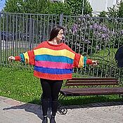 Одежда handmade. Livemaster - original item Knitted jumper: joyful stripe. Handmade.